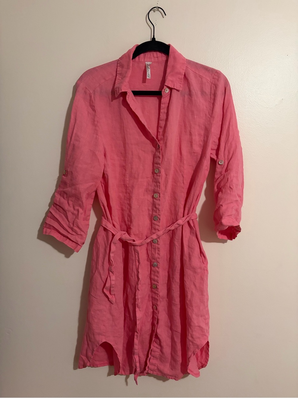 Lulu-B Coral Pink Button-Front Swim Coverup Tunic